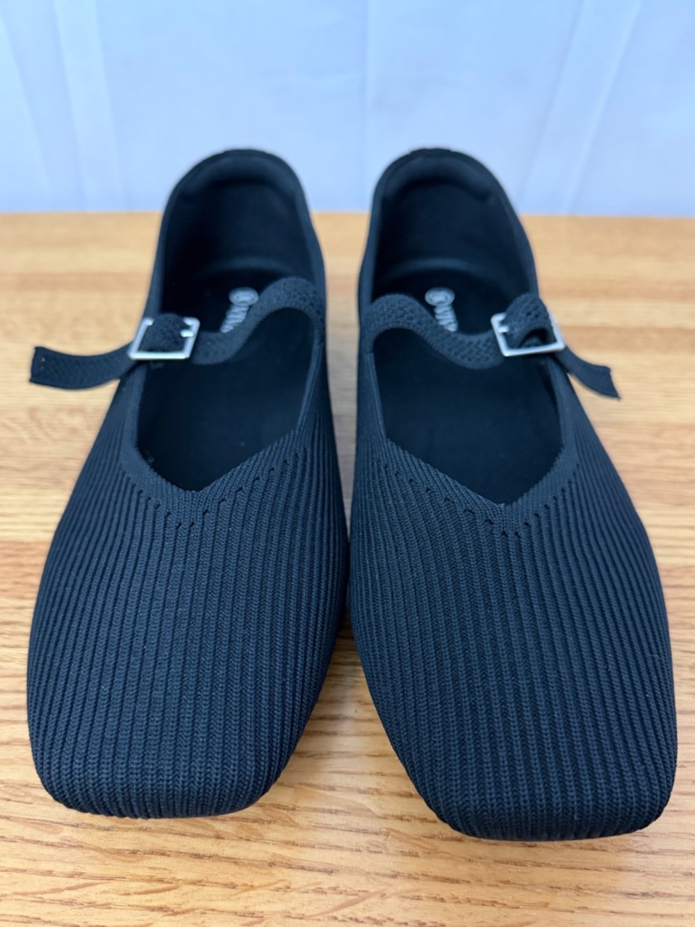 Vivaia Black Margot Mary Jane Square Toe Flat Shoes Womens Size 11W - Picture 4 of 9